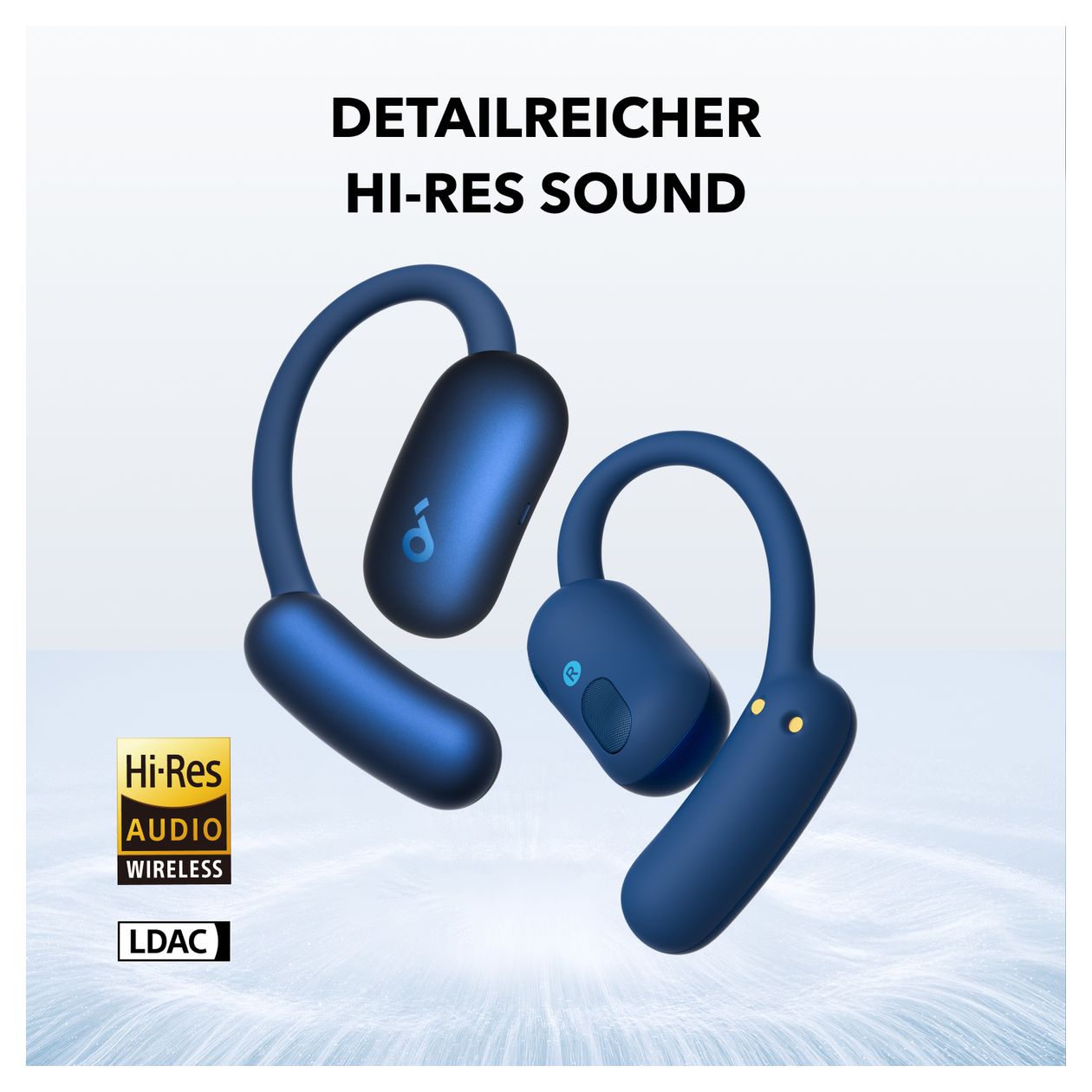 Aerofit 2 Ohraufliegender Bluetooth Kopfhörer kabellos 10 h Laufzeit IP55 USB Typ-C  (Blau) 