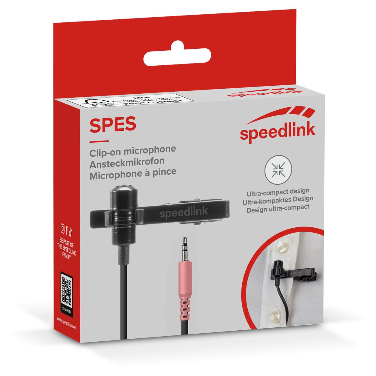 SL-800006 SPED Kabelgebunden Aufsteckbares Mikrofon 3,5 mm (1/8")  (Schwarz) 