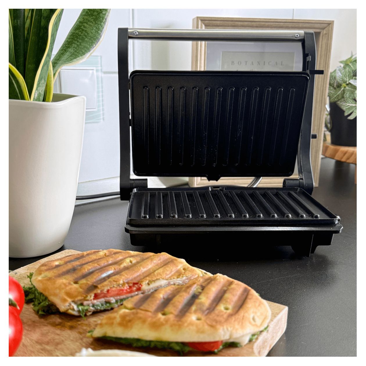 FG10 Grillino Kontaktgrill 1000 W mit 230 x 145 mm Fläche  (Schwarz) 