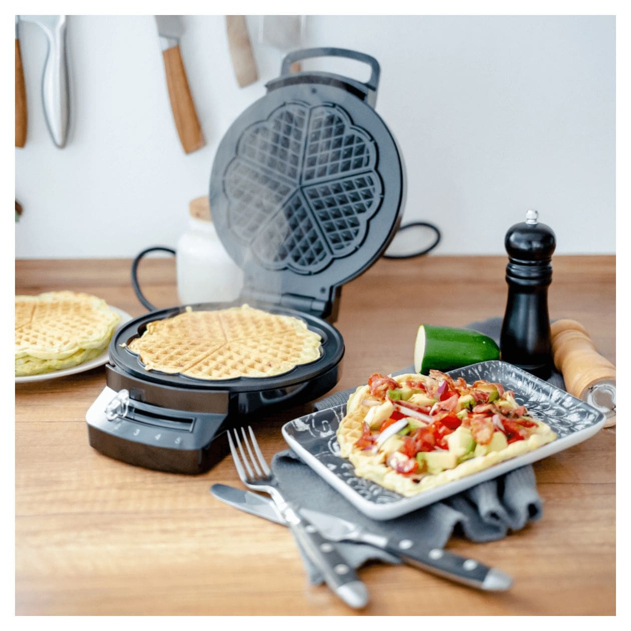 WE1 Waffeleisen Herz (Form) für 5 Waffel(n) 1200 W 