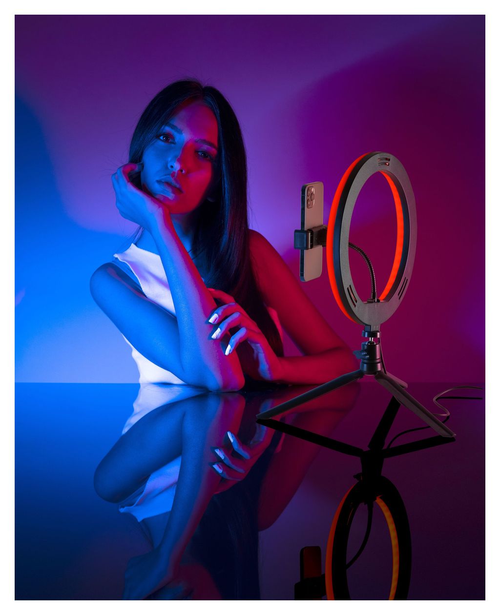 Selfie Ring Multicolor 30 mm Universal  (Schwarz) 