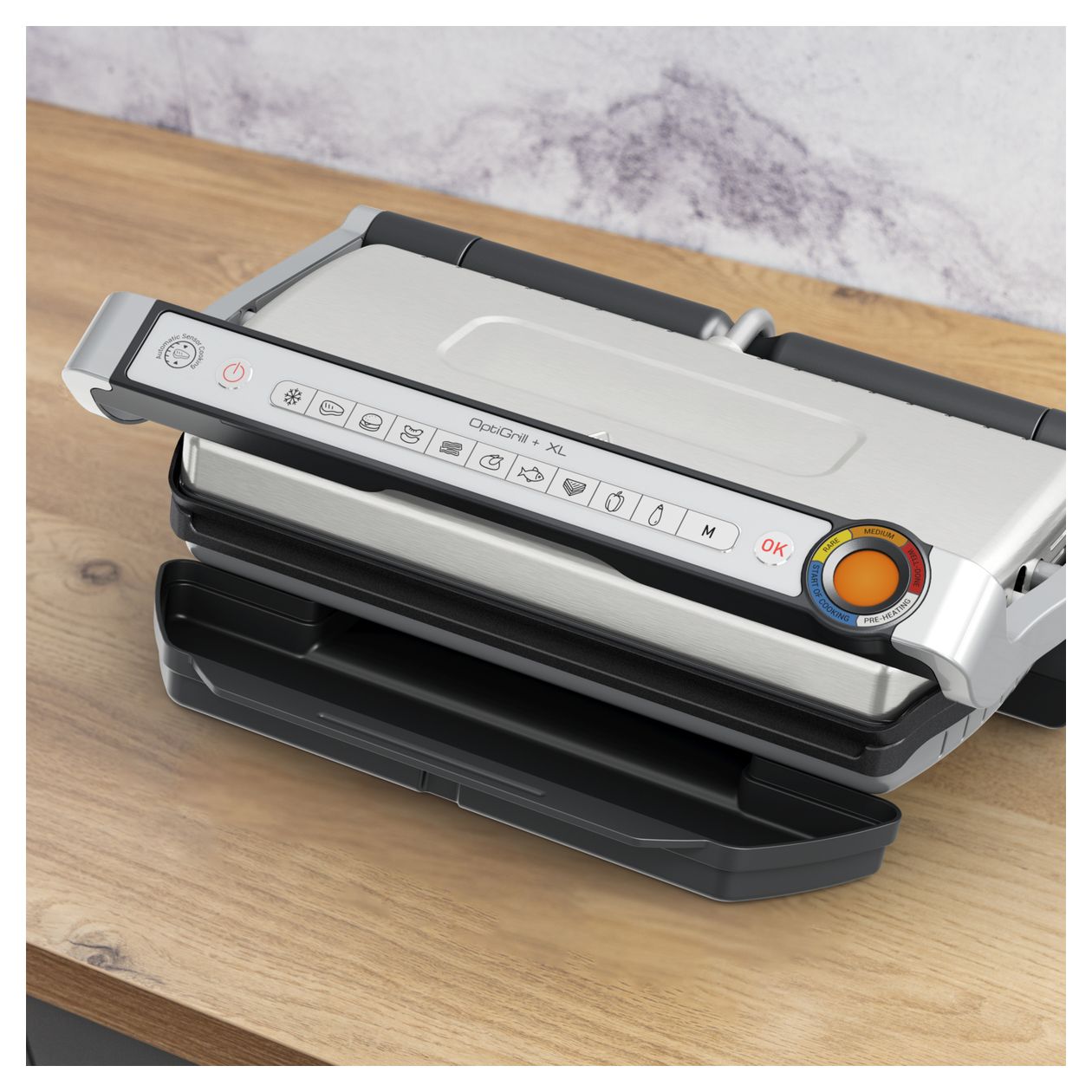 GC727D Optigrill+ XL 1 Zone(n) 2000 W mit 400 x 200 mm Fläche  (Schwarz, Edelstahl) 