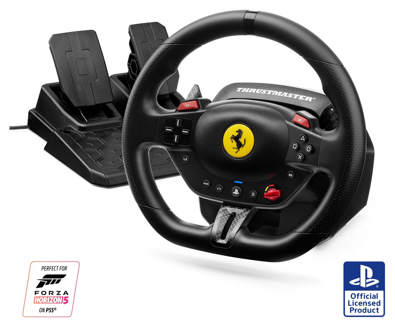 T98-P Ferrari 296 GTB Lenkrad + Pedale für PC, PlayStation PS4, PlayStation PS5  (Schwarz) 