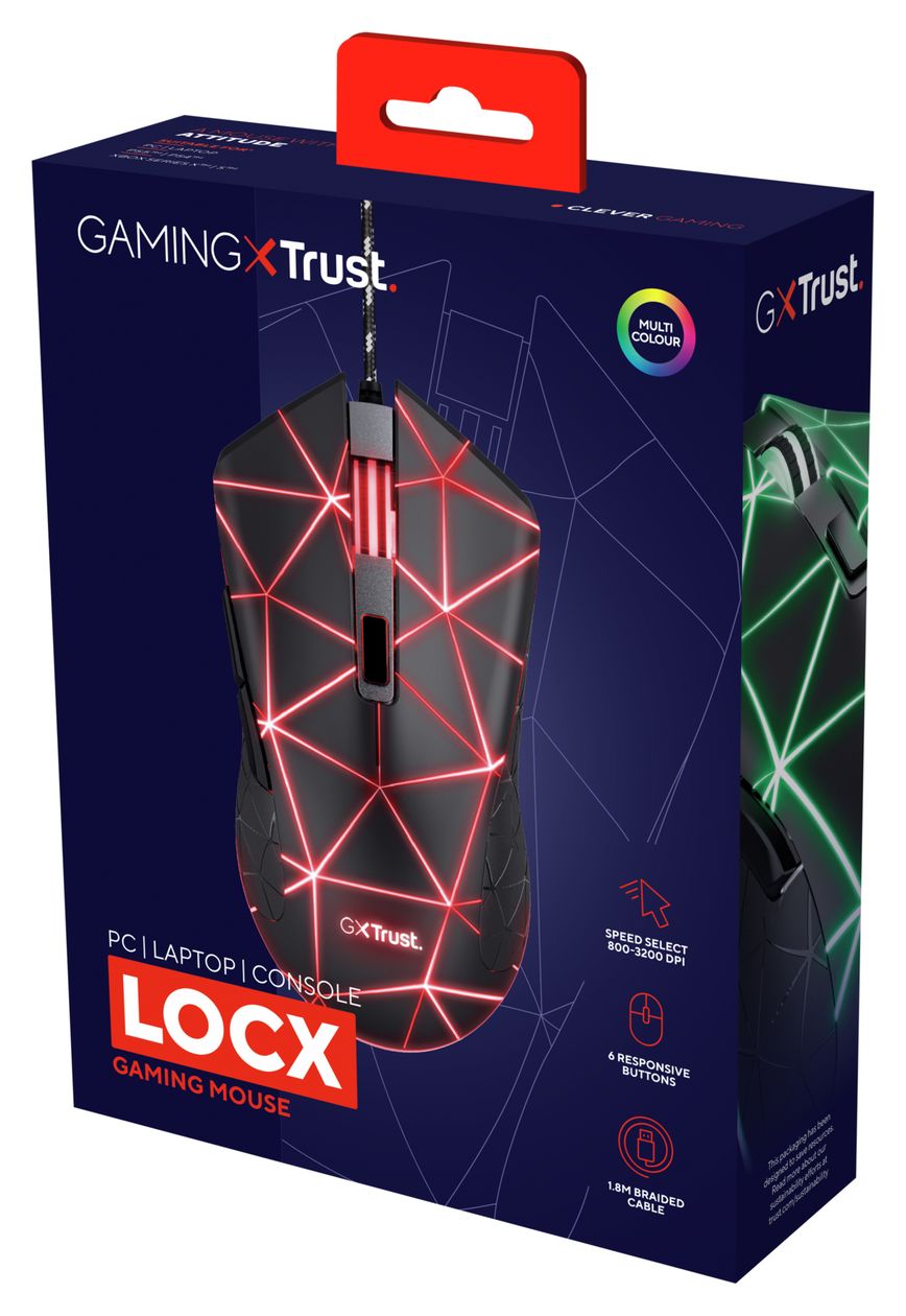 GXT133 Locx 4000 DPI Gaming Maus Optisch  (Schwarz) 