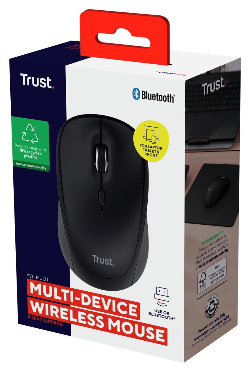 Yvi+ 1600 DPI Universal Maus Optisch  (Schwarz) 