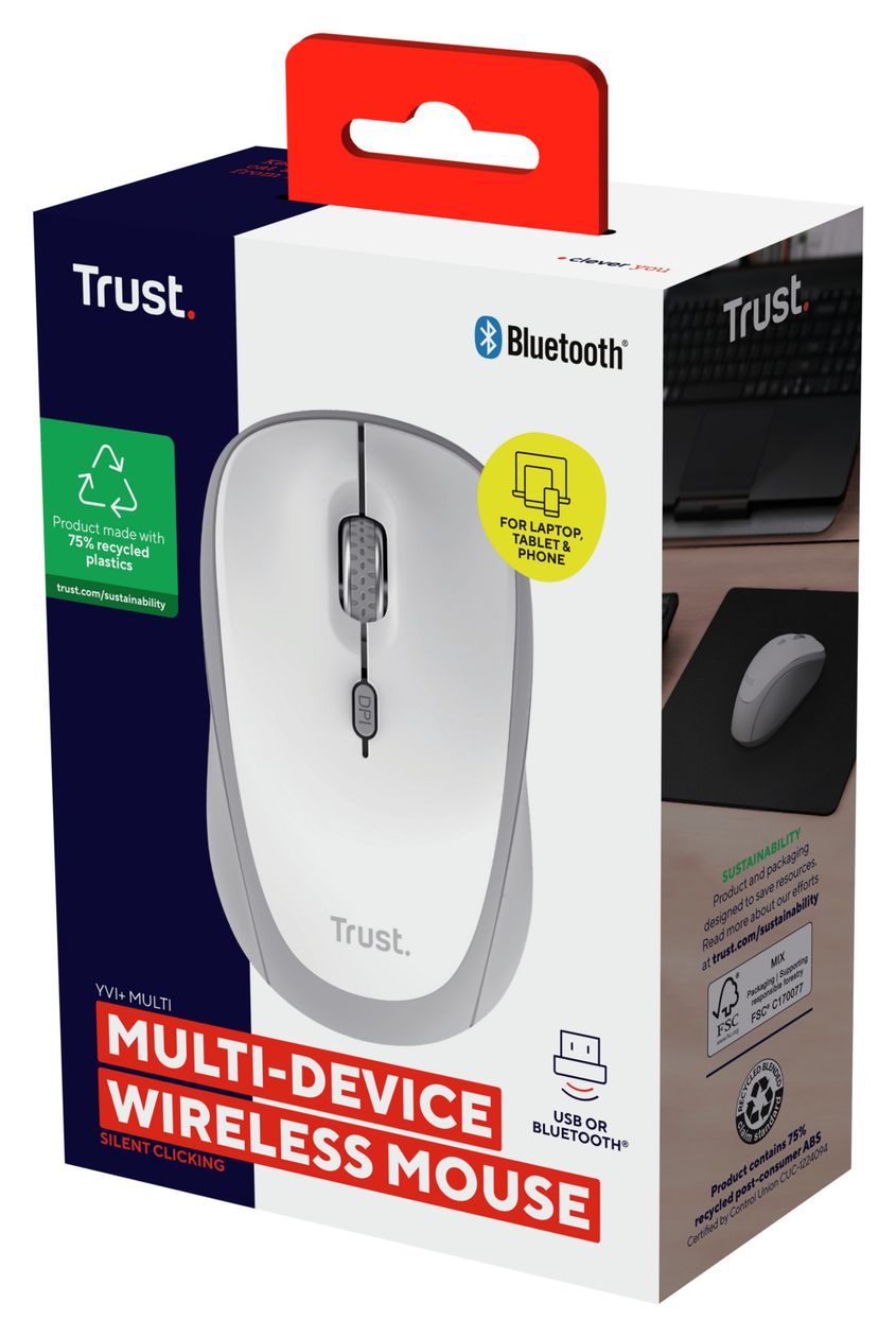 Yvi+ 1600 DPI Universal Maus Optisch  (Weiß) 