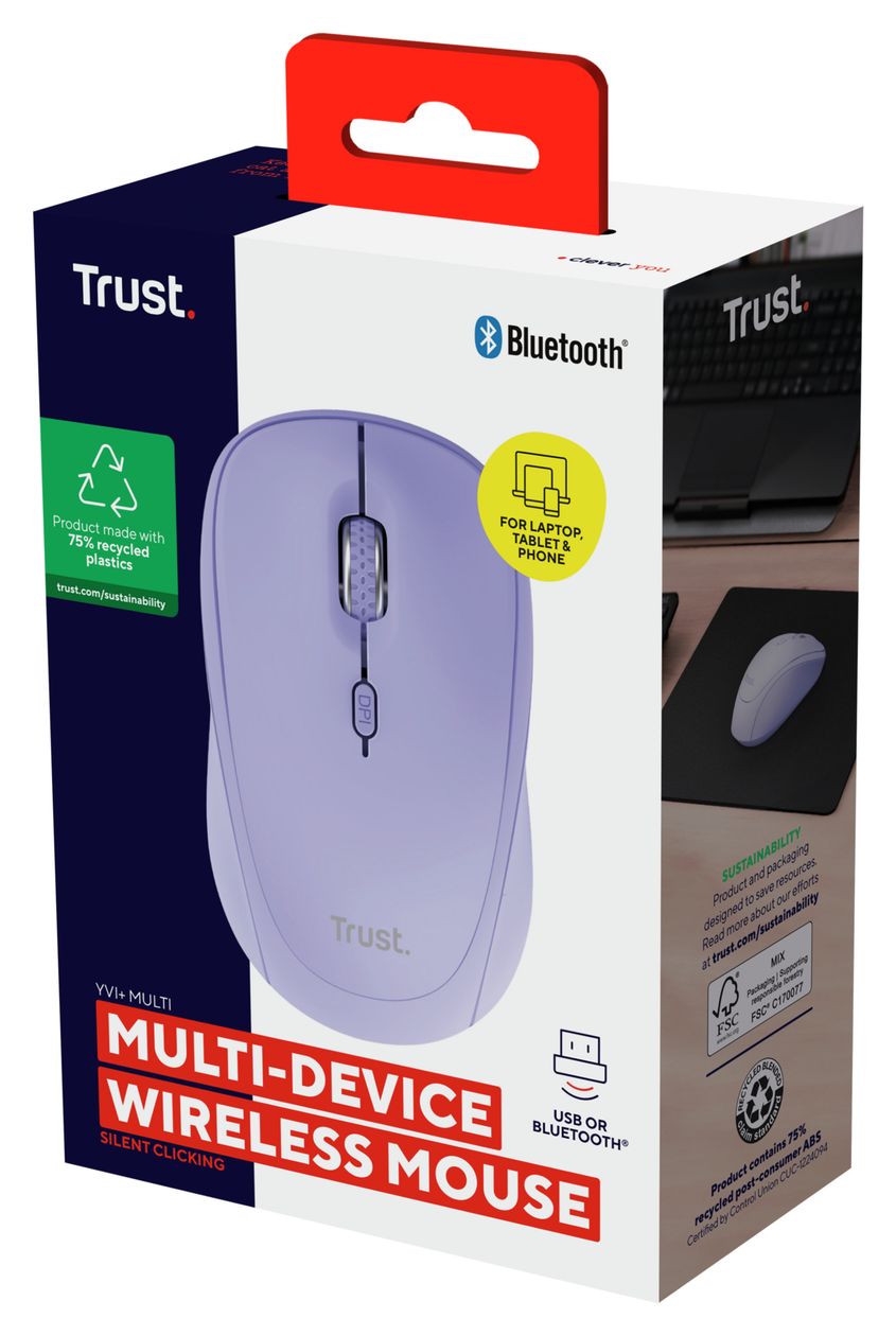 Yvi+ 1600 DPI Universal Maus Optisch  (Violett) 