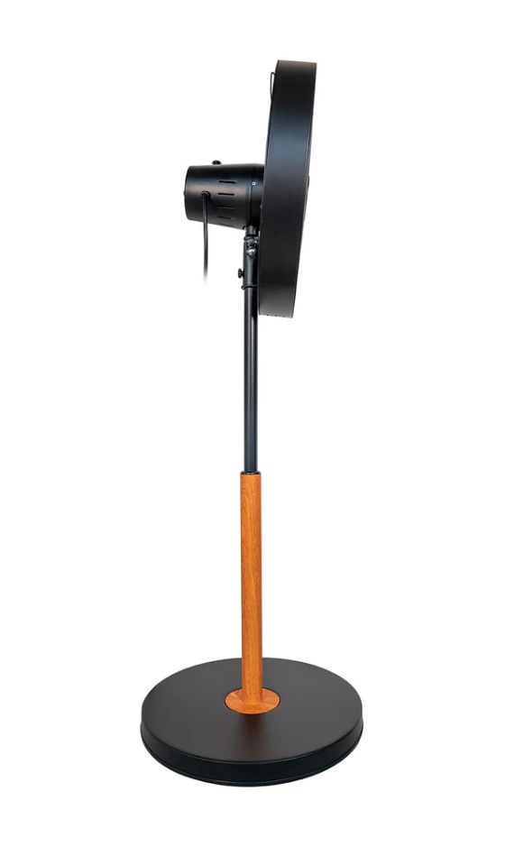 Black Steel Ventilator Stand neigbar  (Schwarz, Holz) 