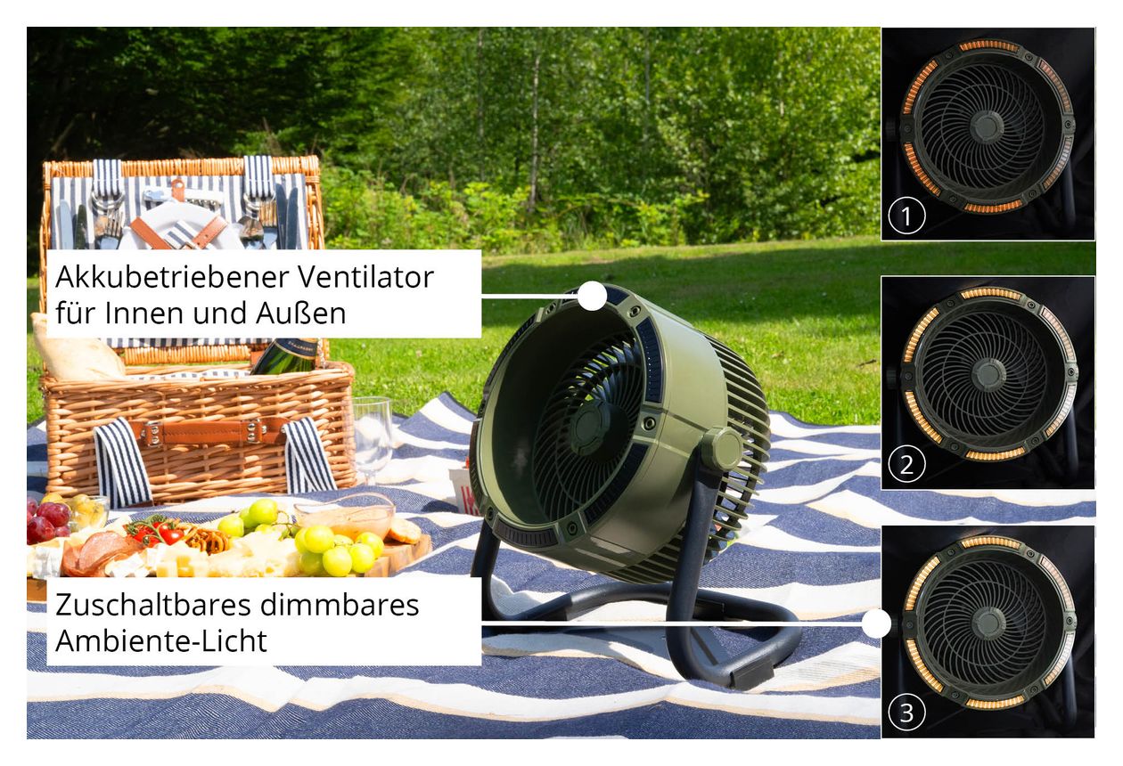 Outdoor Ventilator Flur, Tisch, Wand neigbar  (Schwarz) 