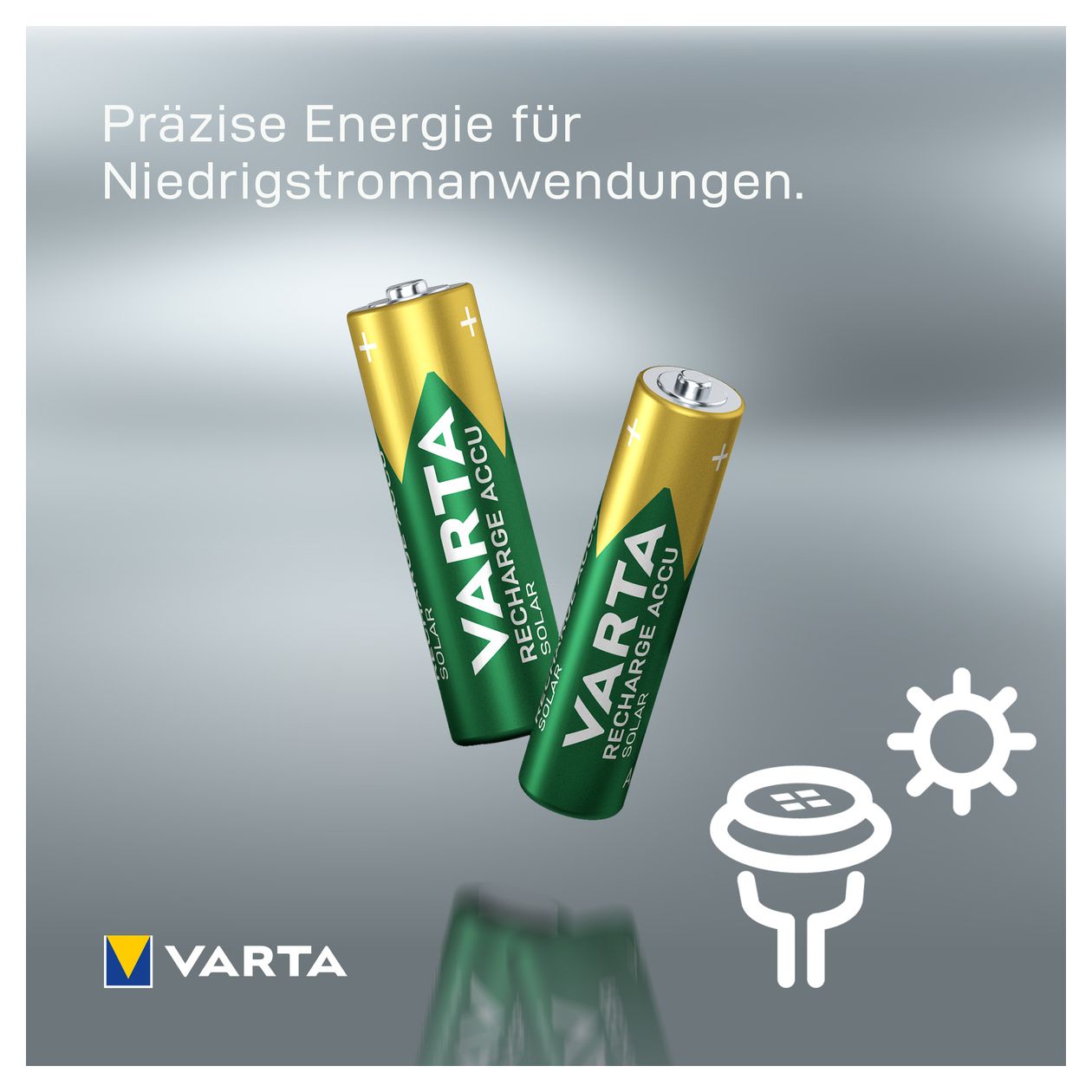 Batterien AA, wiederaufladbar, 2 Stück, Recharge Accu Solar, Akku, 800 mAh Ni-MH, sofort einsatzbereit, für Solar-Gartenleuchten entwickelt 