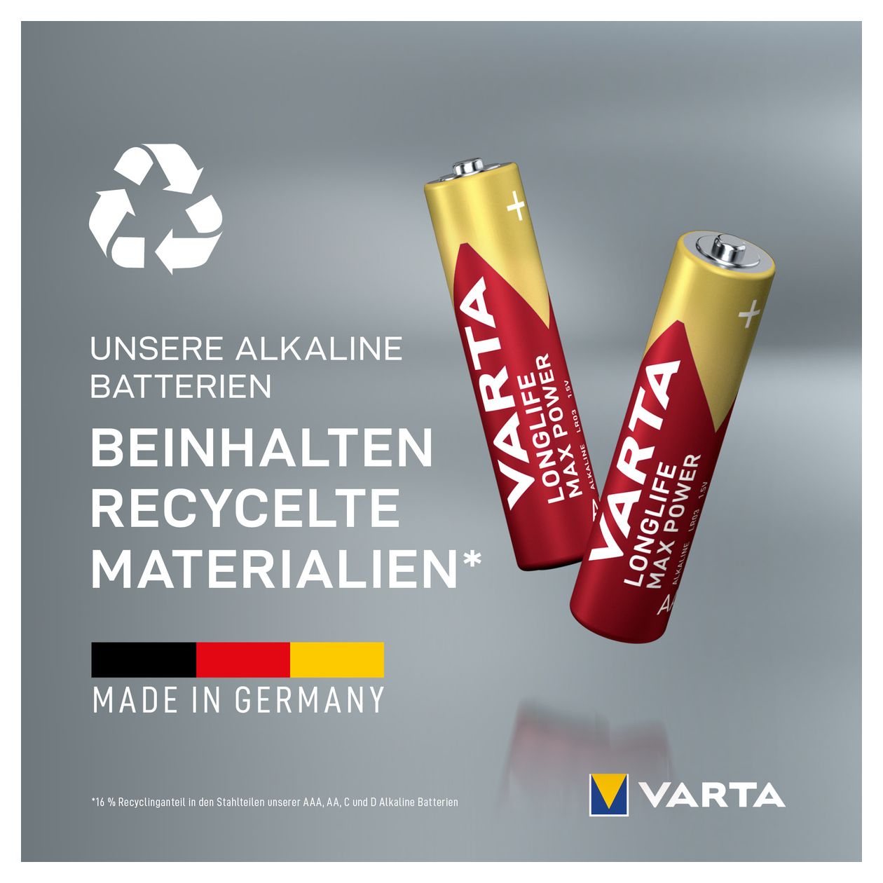 Longlife Max Power Batterie AAA Alkali 1,5 V 4 Stück  (Gold, Rot) 