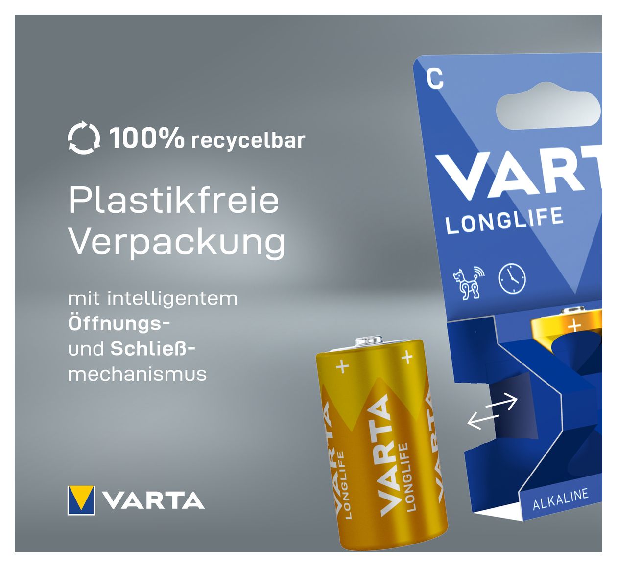 Longlife Batterie C Alkali 1,5 V 2 Stück  (Gelb) 