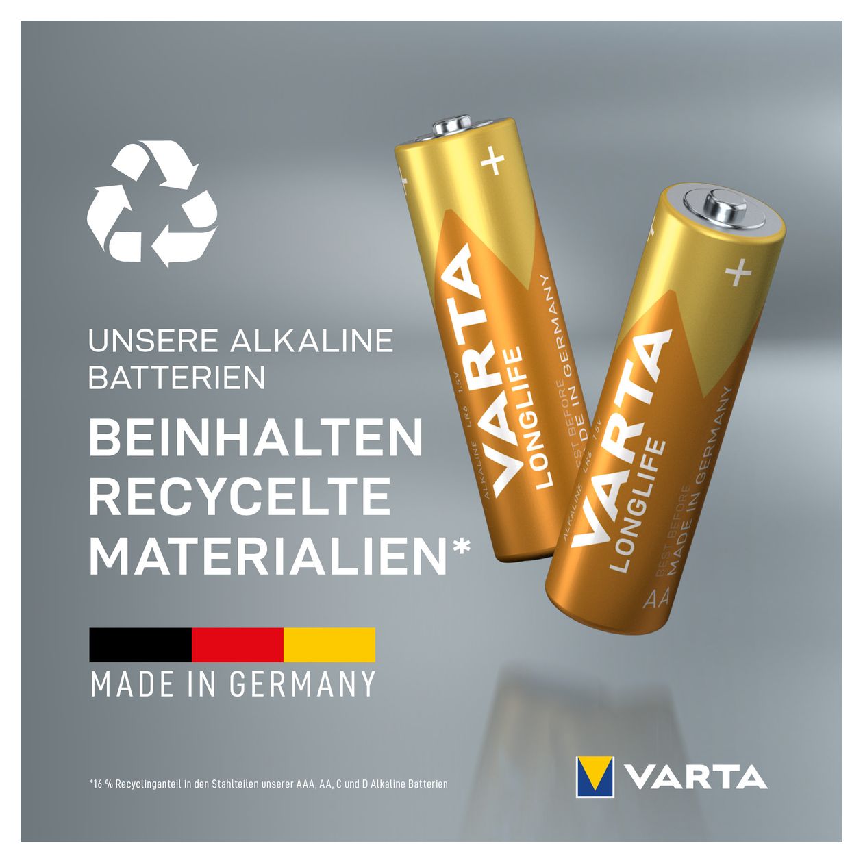 Longlife Batterie AA Alkali 1,5 V 4 Stück  (Gold/Gelb) 