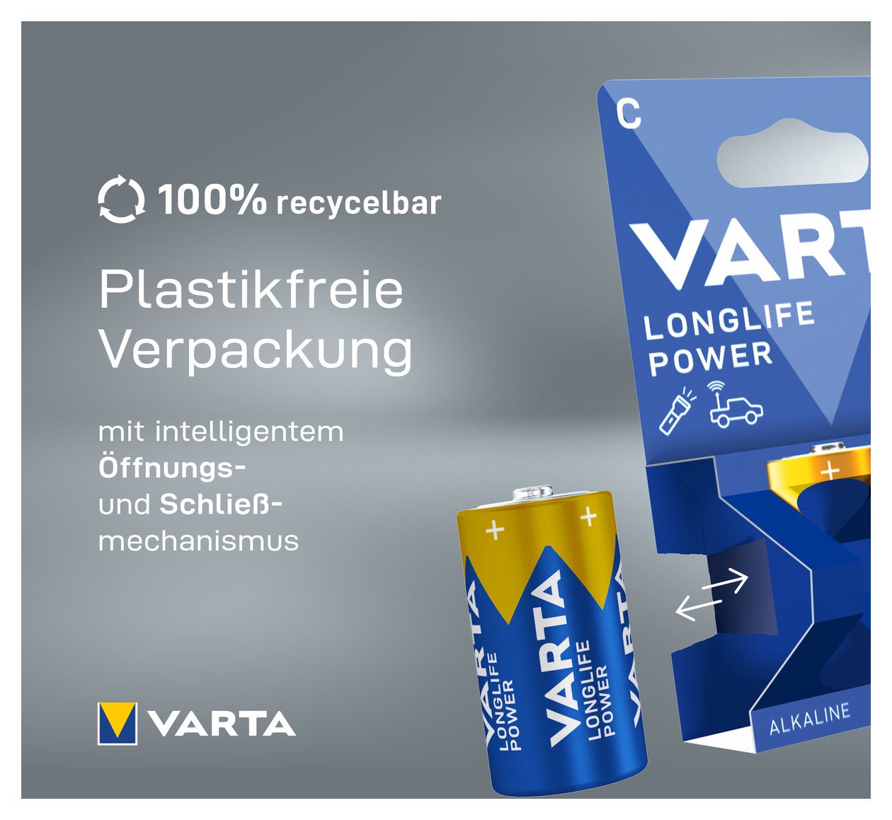 LONGLIFE Power, Alkaline Batterie, C, Baby, LR14, 2er Pack, Made in Germany 