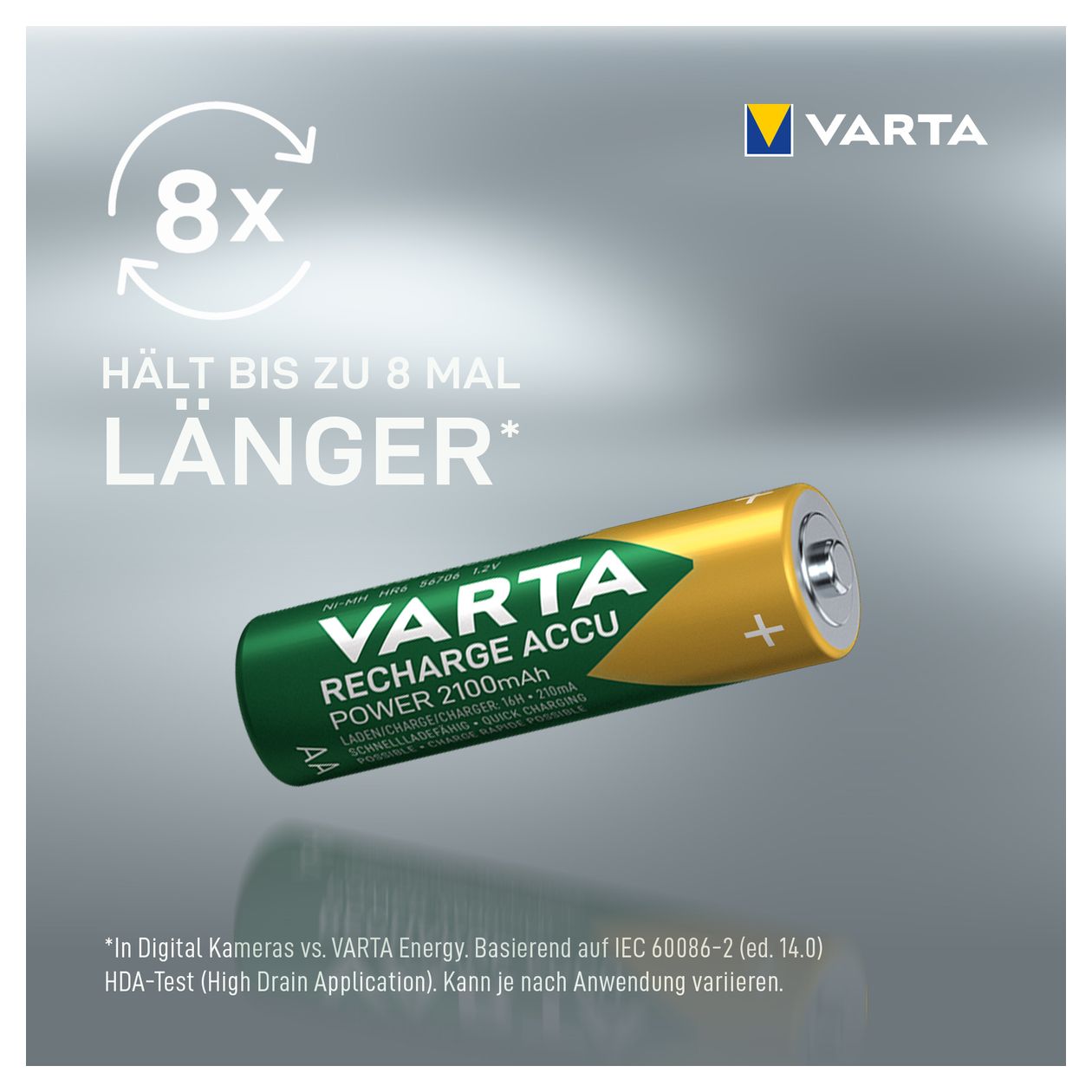 Recharge Accu Power AA 2100 mAh 4er Pack (vorgeladener NiMH-Akku, Micro, wiederaufladbarer Akku, gebrauchsfertig) 
