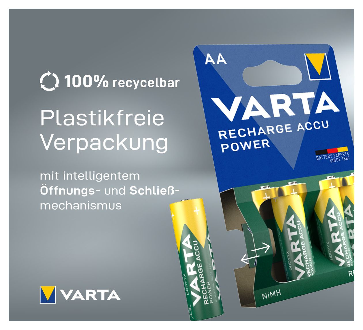 Recharge Accu Power AAA 1000 mAh 4er-Pack (vorgeladener NiMH-Akku, Micro, wiederaufladbarer Akku, gebrauchsfertig) 