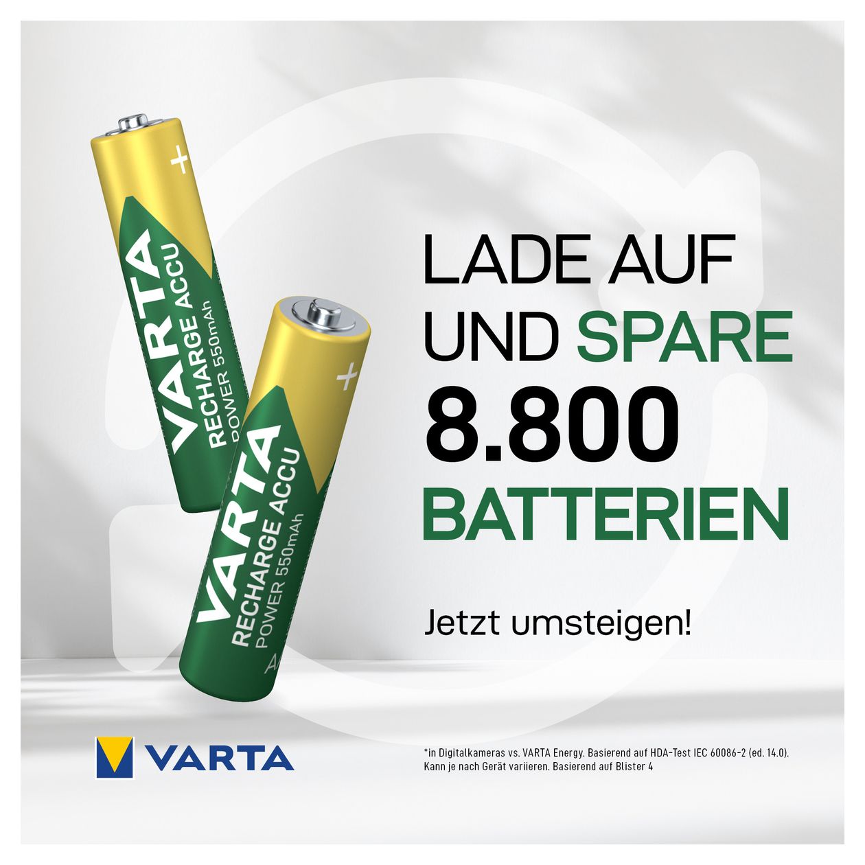 RECHARGE ACCU Power. Vorgeladener AAA Micro NiMH Akku (4er Pack, 550mAh) - Wiederaufladbar ohne Memory-Effekt - Ready to Use Technologie 