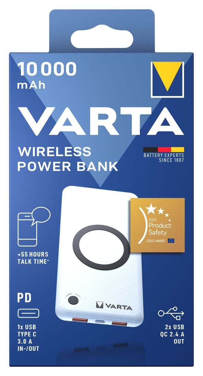 Wireless 10000 mAh Powerbank USB Typ-C Kabelloses Laden  (Weiß) 