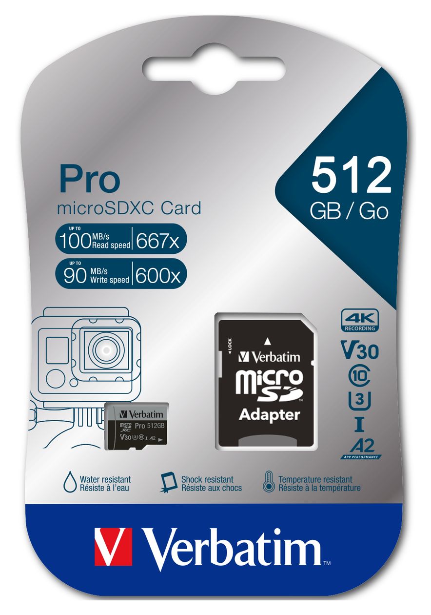 Pro MicroSDXC Speicherkarte 512 GB Class 3 (U3) Klasse 10 