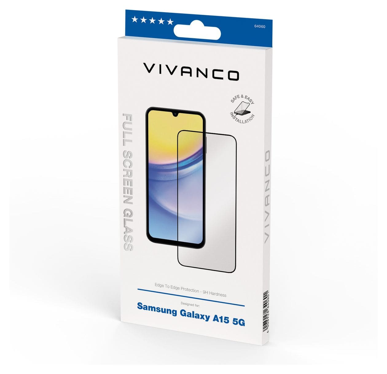 64060 Klare Bildschirmschutzfolie gehärtetes Glas 9H für  Samsung Galaxy A15 5G Schmutzabweisend, Schlagfest, Kratzresistent, Splitterfrei 