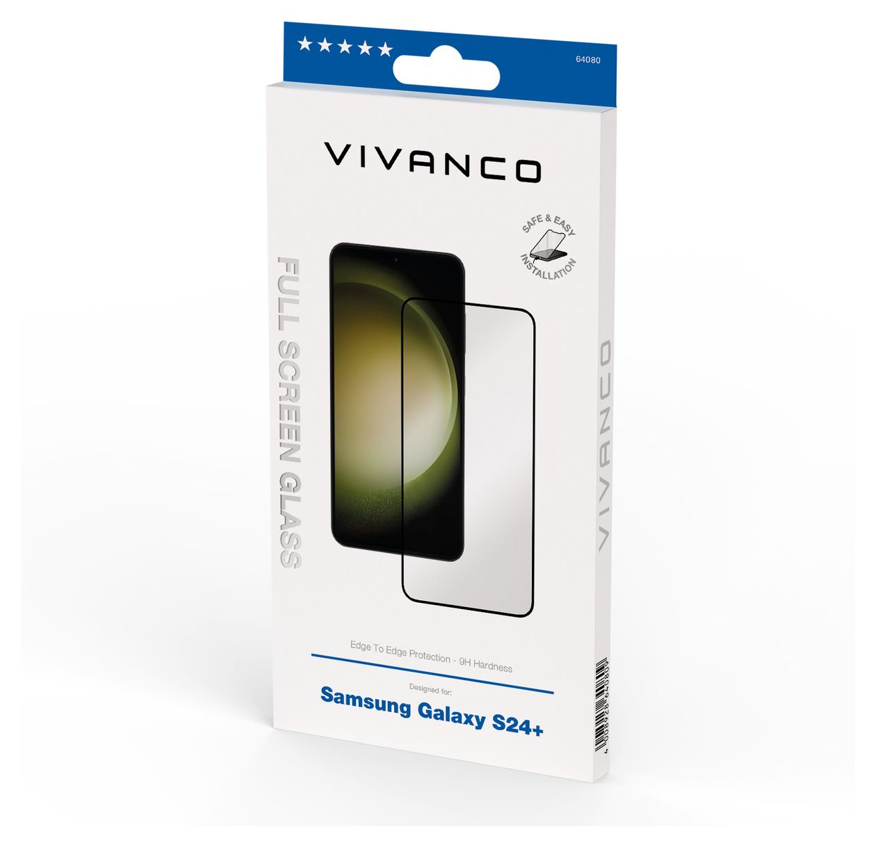 64080 Klare Bildschirmschutzfolie gehärtetes Glas 9H für  Samsung Galaxy S24+ Schmutzabweisend, Schlagfest, Kratzresistent, Splitterfrei 