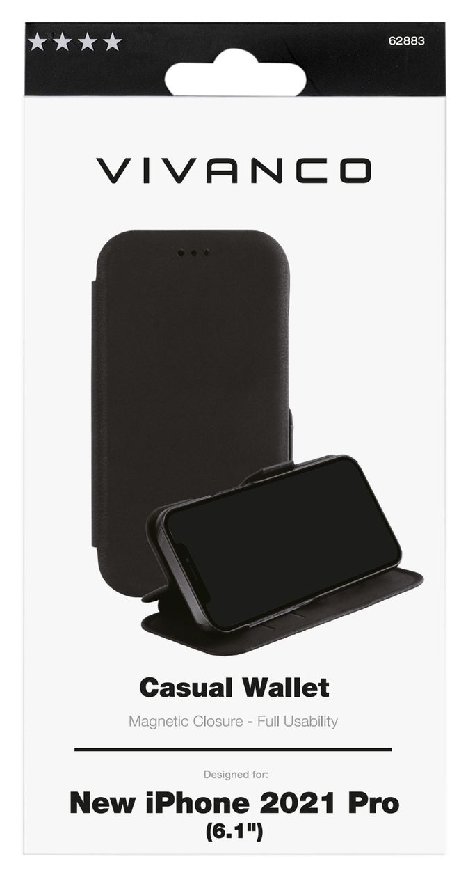 Casual Geldbörsenhülle für Apple iPhone 13 Pro  (Schwarz) 