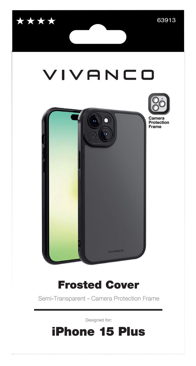 Frosted Cover für Apple iPhone 15 Plus (Schwarz, Transparent) 