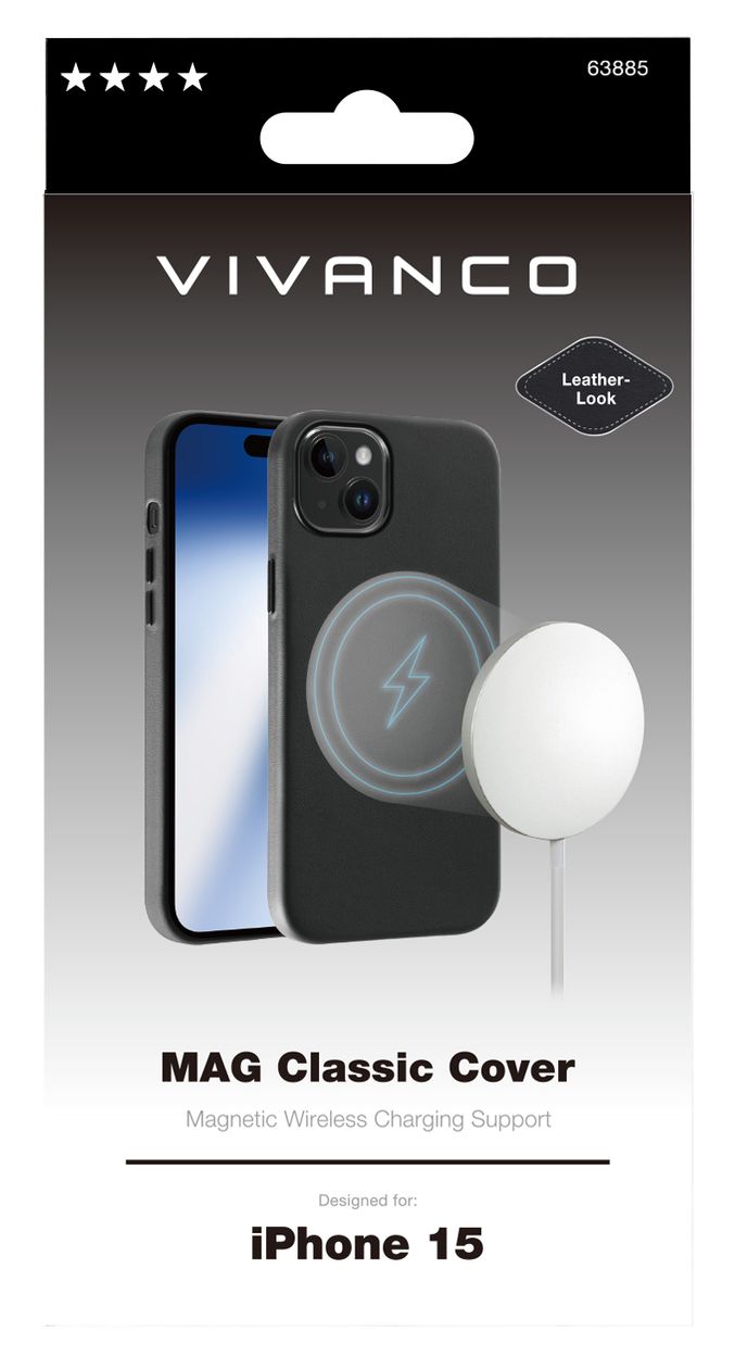 Mag Classic Cover für Apple iPhone 15  (Schwarz) 