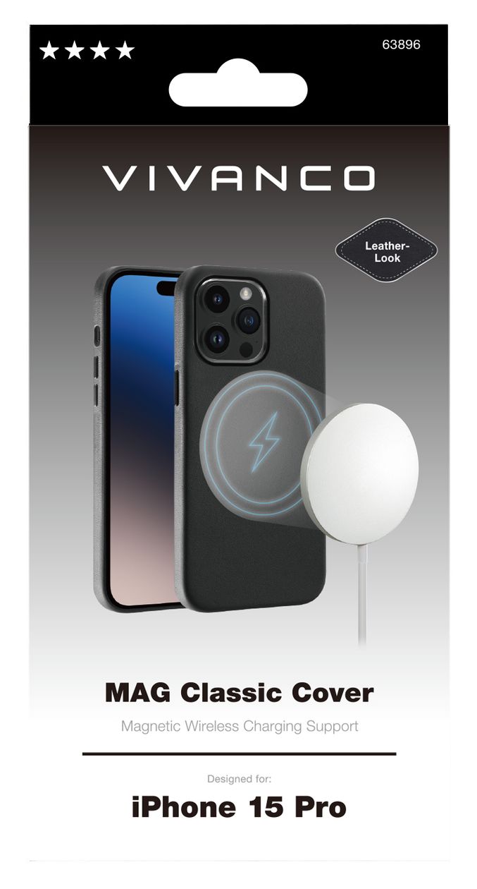 Mag Classic Cover für Apple iPhone 15 Pro  (Schwarz) 