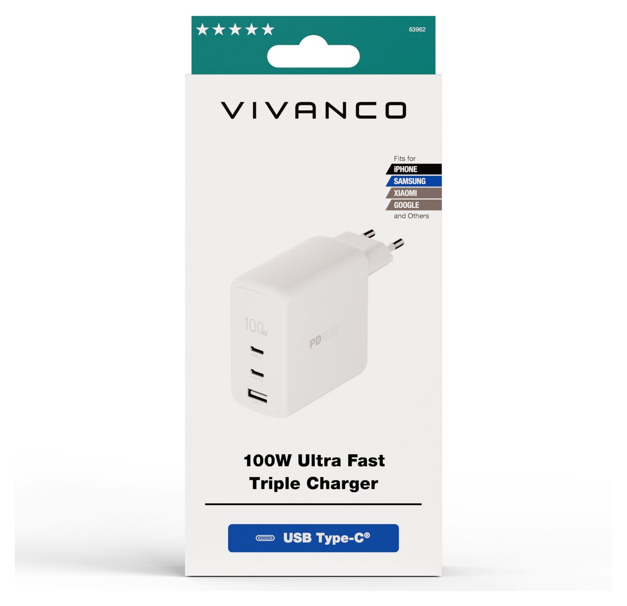 Power Delivery 3.0 Ultra Fast Dreifach Schnellladegerät 100W 