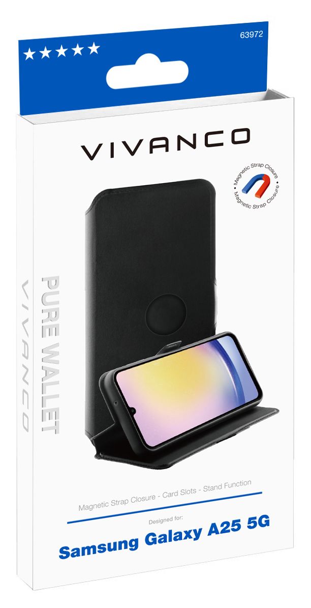Pure Wallet Geldbörsenhülle für Samsung Galaxy A25 5G  (Schwarz) 