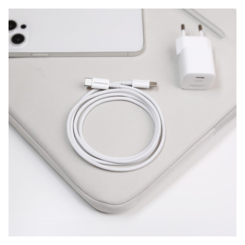 CCA00001 Rundkabel USB C auf USB C Männlich bis 60 W 1 m  (Weiß) 