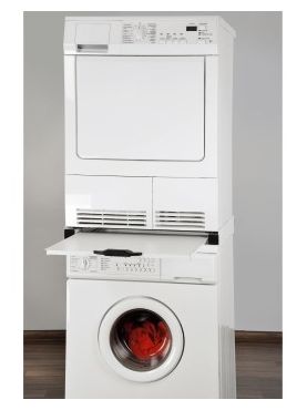 111363 Zwischenrahmen für Waschmaschine und Trockner Weiß mit Ausziehplatte 