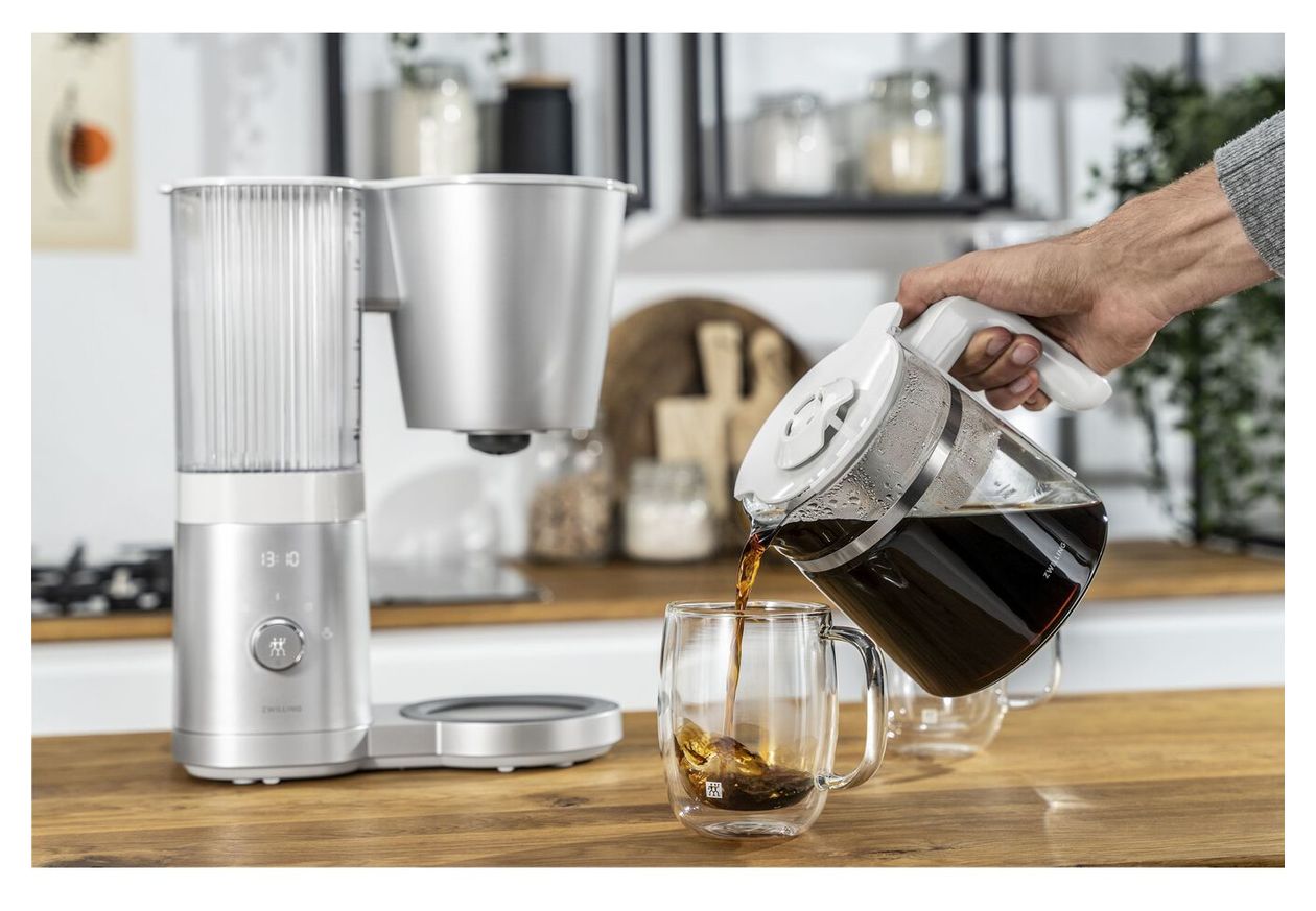 Enfinigy 12 Tassen Filterkaffeemaschine 1,5 l  (Silber, Weiß) 