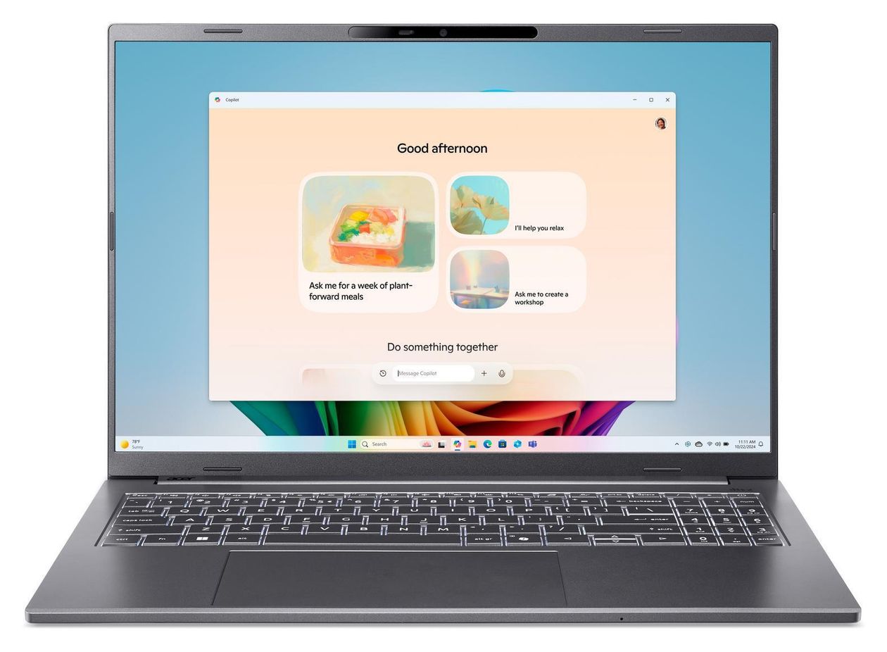 Aspire AI A16-11M-X0X3 WUXGA Notebook 40,6 cm (16 Zoll) 1920 x 1200 Pixel 16 GB Ram 512 GB SSD Windows 11 Home Qualcomm Snapdragon max. 3 GHz  (Grau) 