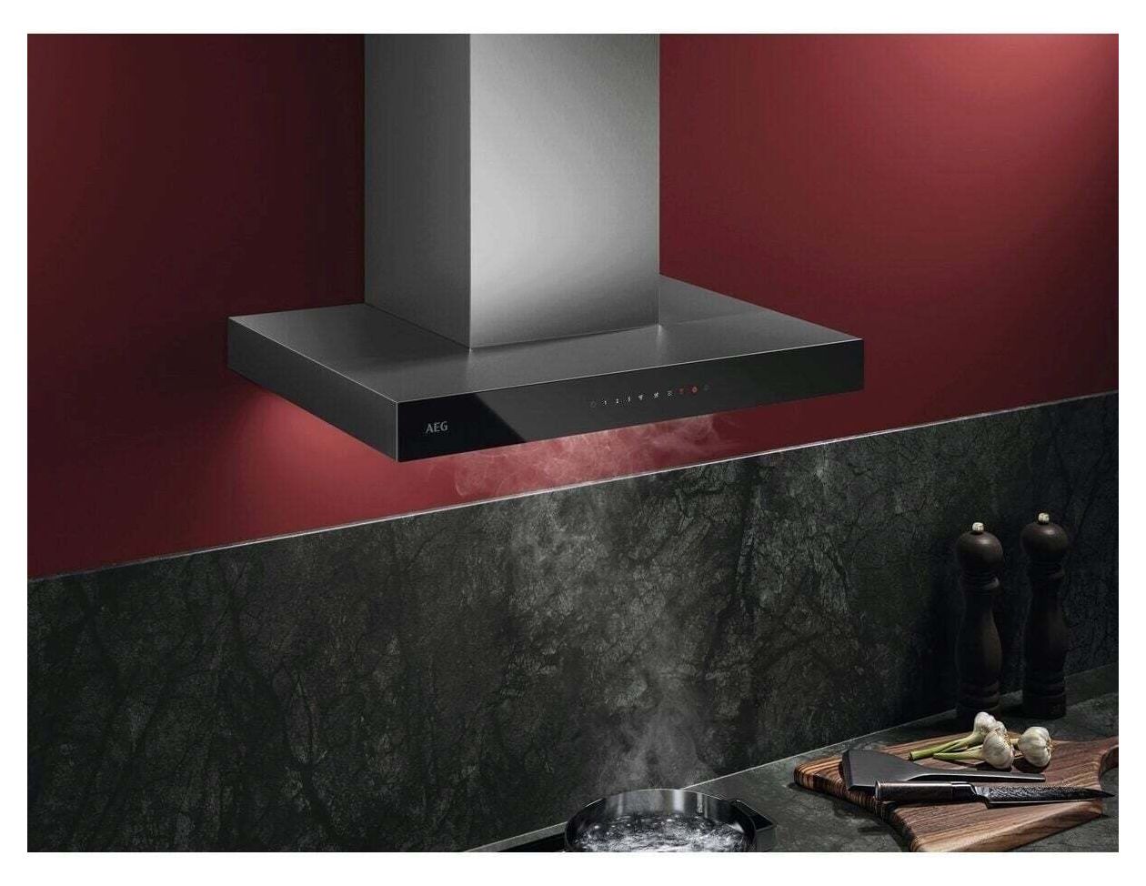 AEG GB67D61HL Abluft/Umluft Dunstabzugshaube/Esse Wand 60 cm (Schwarz, Edelstahl) 