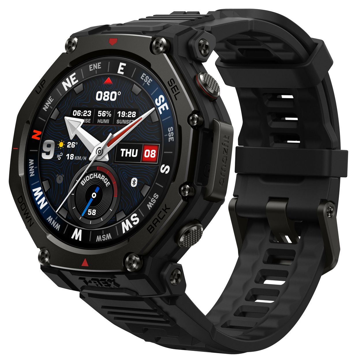 T-Rex 3 Pro Digital 48 mm Smartwatch Rund 322 ppi  (Schwarz) 