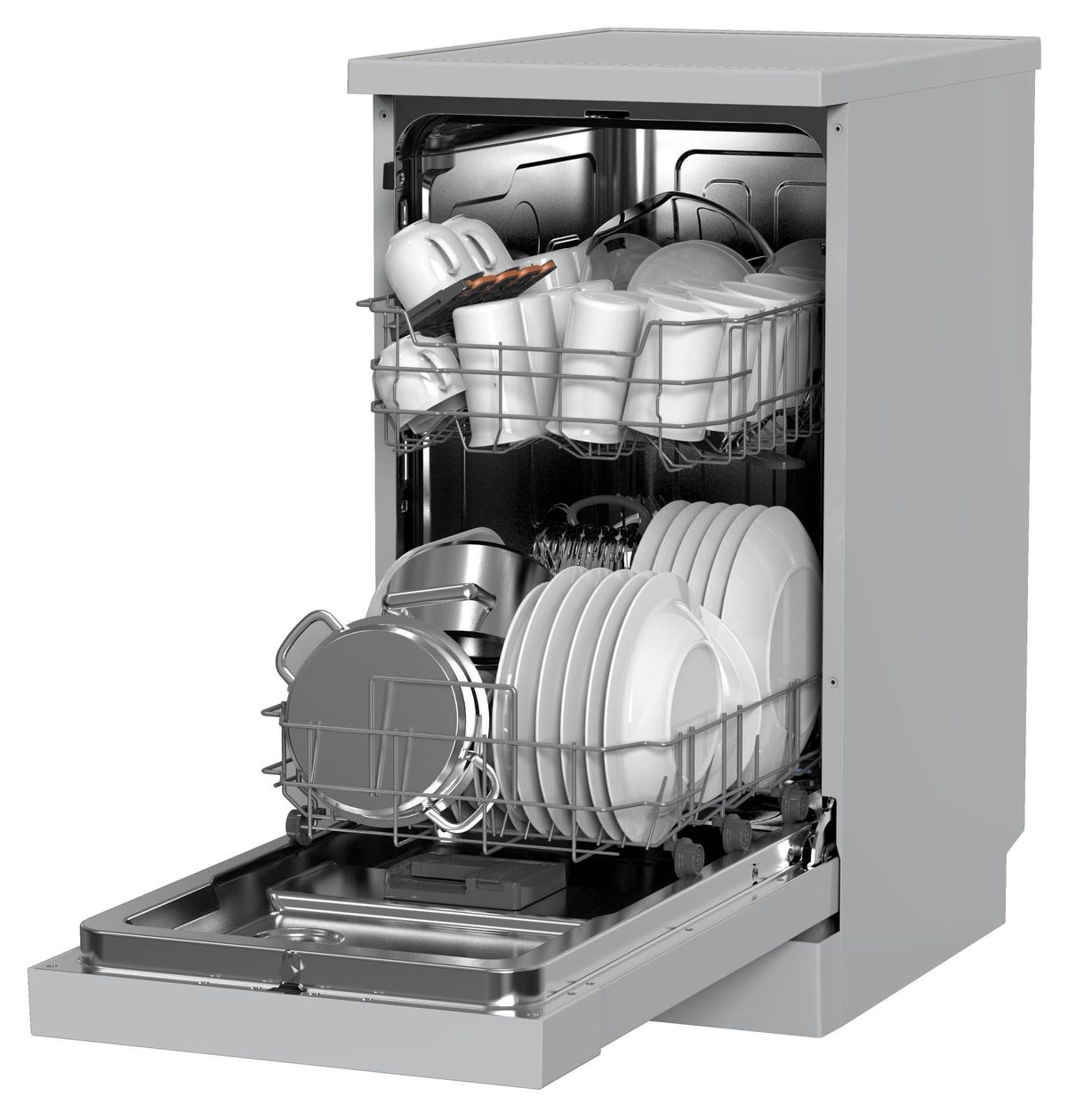GSP 539 460 45 cm Geschirrspüler freistehend leise 11 Maßgedecke aquaStop Funktion (Silber) 