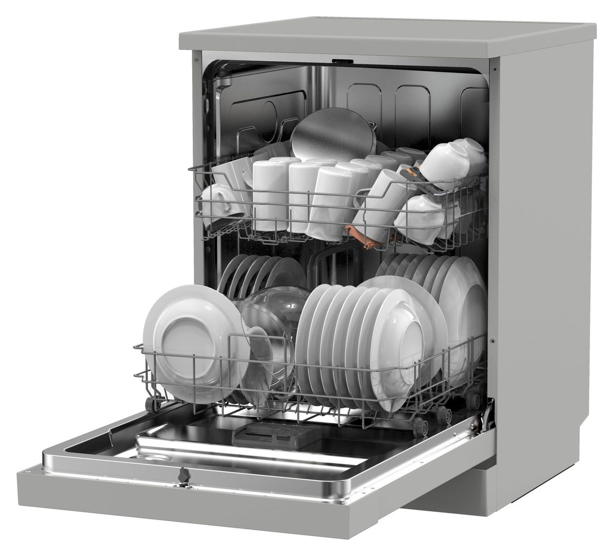 GSP 543 460 SI 60 cm Geschirrspüler freistehend leise 13 Maßgedecke aquaStop Funktion Mini Active (Silber) 