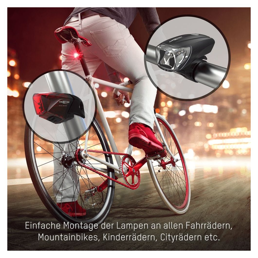 1600-0254 Fahrradlicht Set LED wiederaufladbar  Heckbeleuchtung + Frontbeleuchtung (Set) 