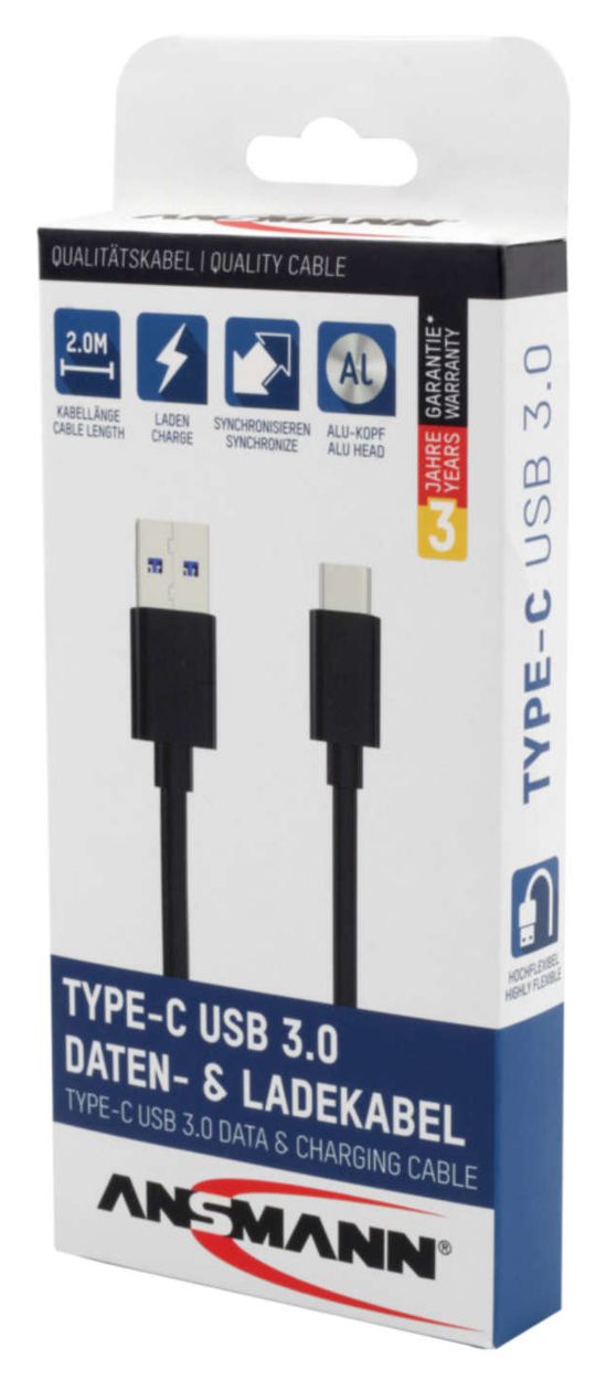 1700-0081 5 Gbit/s Stecker USB A auf USB C 2 m  (Schwarz) 