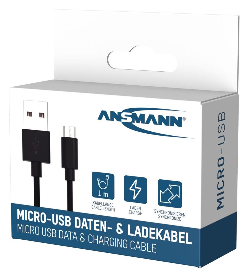 1700-0129 0,48 Gbit/s Stecker Rundkabel USB A auf Micro-USB B 1 m  (Schwarz) 