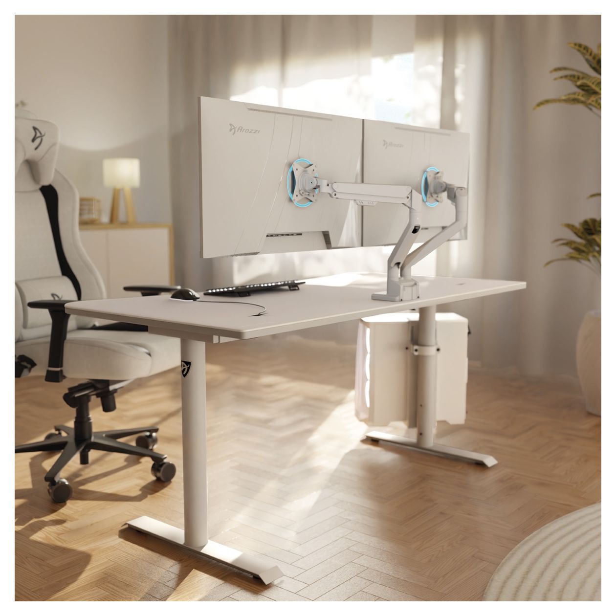 Alzare Neo Duo Monitorarm bis 18 kg  (Weiß) 
