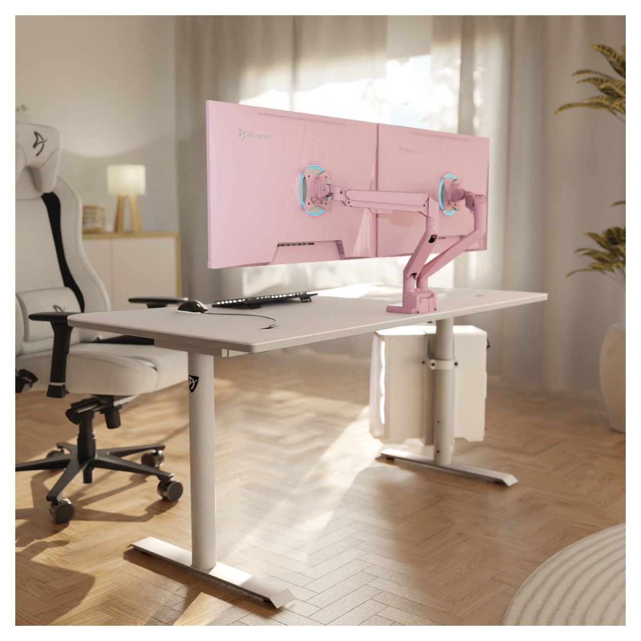 Alzare Neo Duo Monitorarm bis 18 kg  (Pink) 