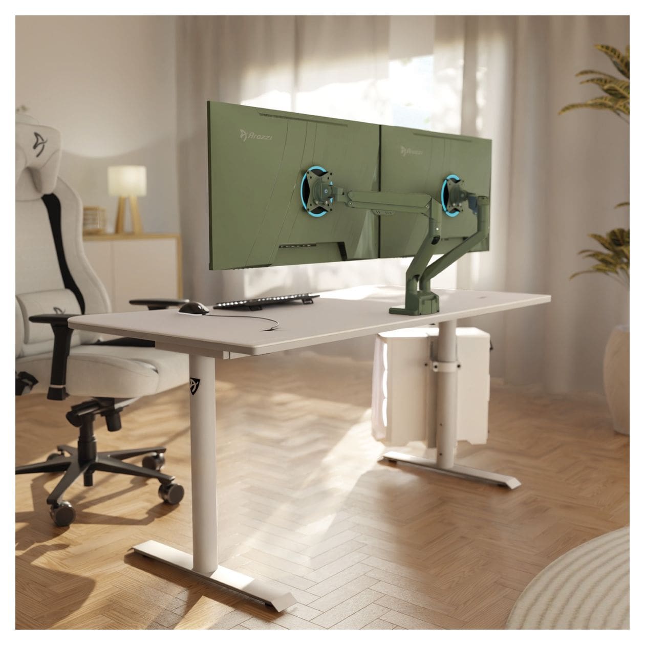 Alzare Neo Duo Monitorarm bis 18 kg  (Grün) 