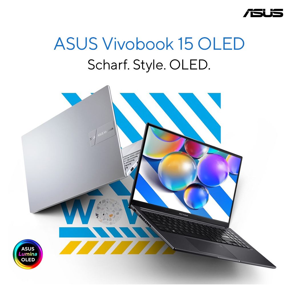 Vivobook 15 Oled X1505VA-MA921 2K Ultra HD Notebook 39,6 cm (15.6 Zoll) 2880 x 1620 Pixel 8 GB Ram 512 GB SSD Intel® Core™ i9 max. 5,4 GHz intern  (Silber) 