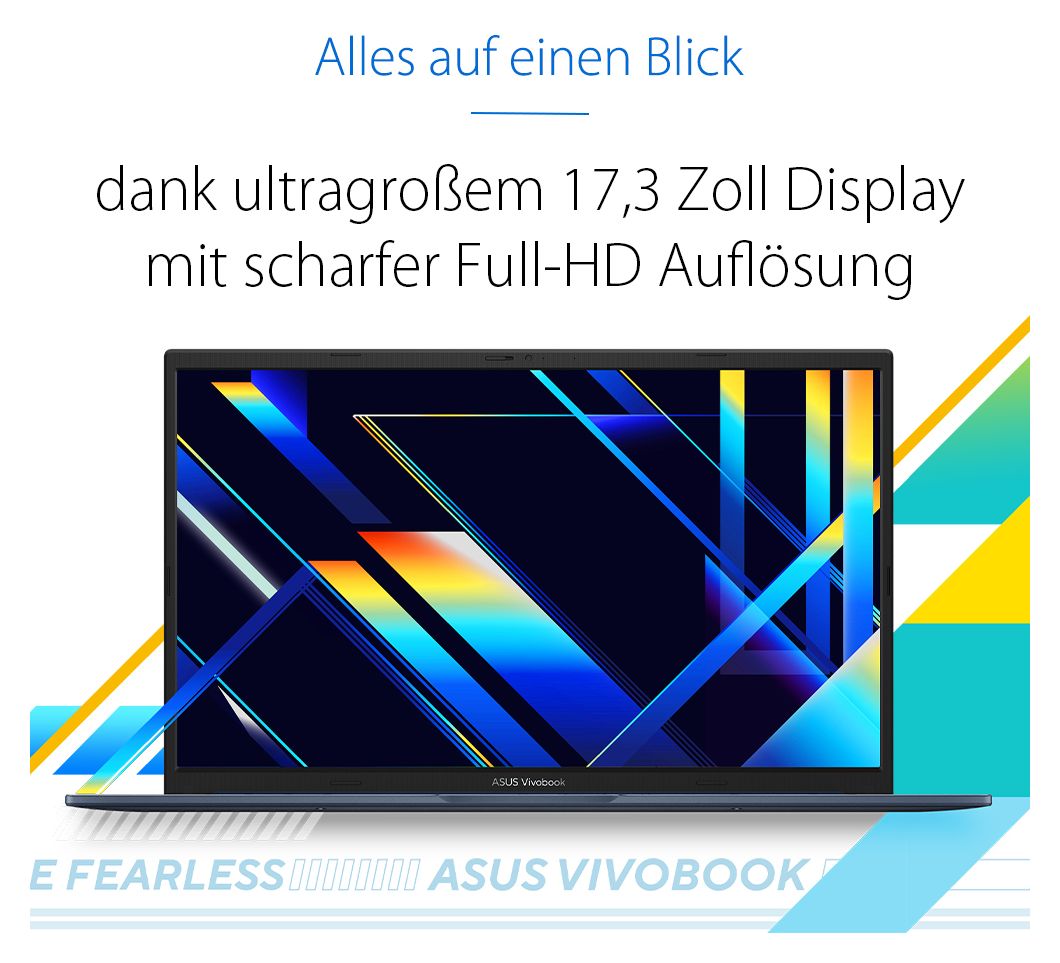 Vivobook 17 X1704VA-AU918W Full HD Notebook 43,9 cm (17.3 Zoll) 1920 x 1080 Pixel 16 GB Ram 1 TB SSD Windows 11 Home Intel Core 7 max. 5,4 GHz intern  (Silber) 