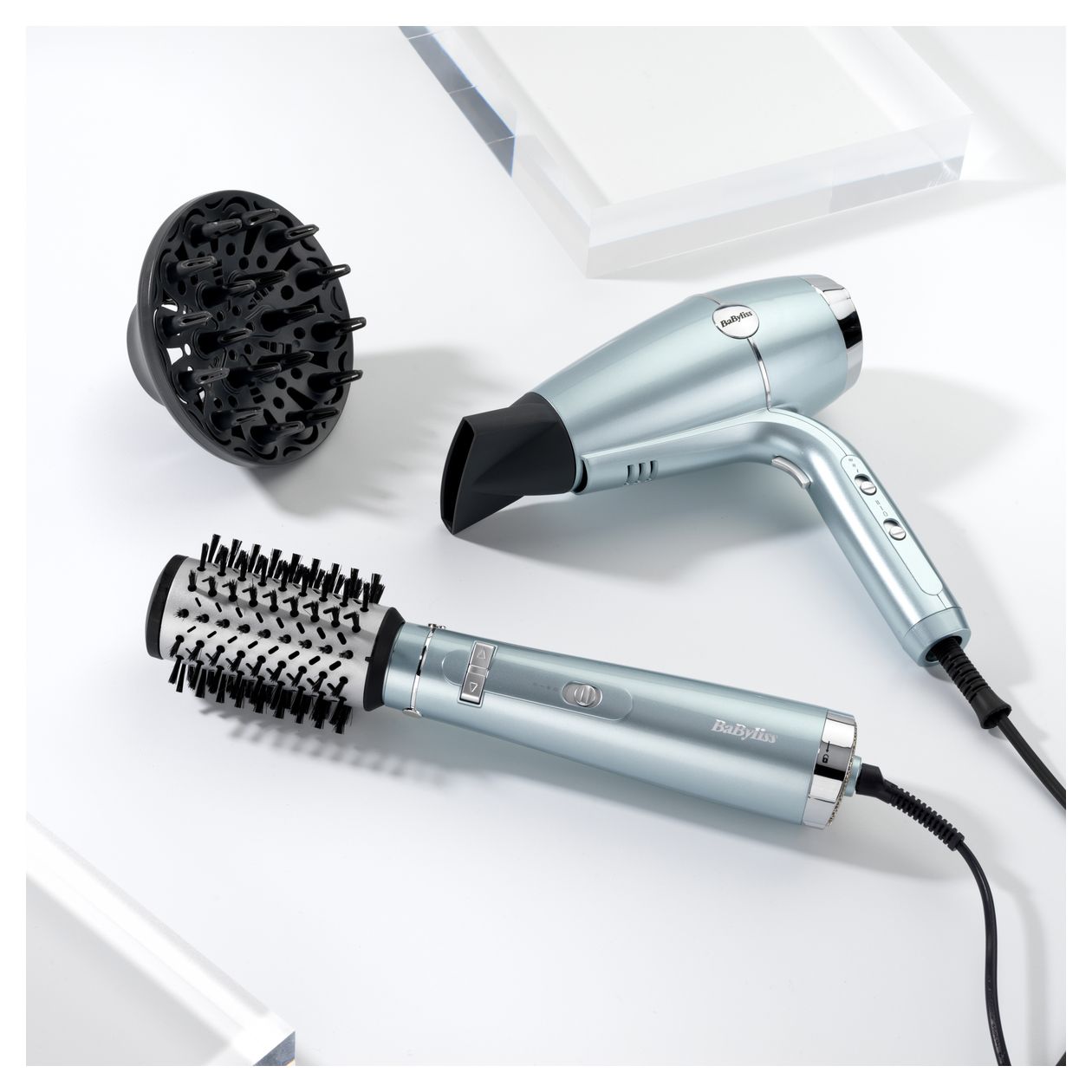 AS773E Hydro Fusion Styler Warmluftbürste 700 W (Aqua-Farbe, Schwarz, Metallisch) 