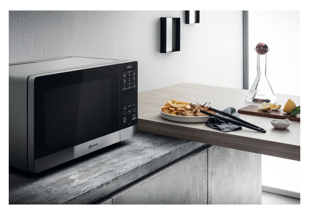 MW49SL Freistehende Mikrowelle 800 W Größe: mittel 6 Stufen Dampfgaren Grill  (Schwarz, Silber) 