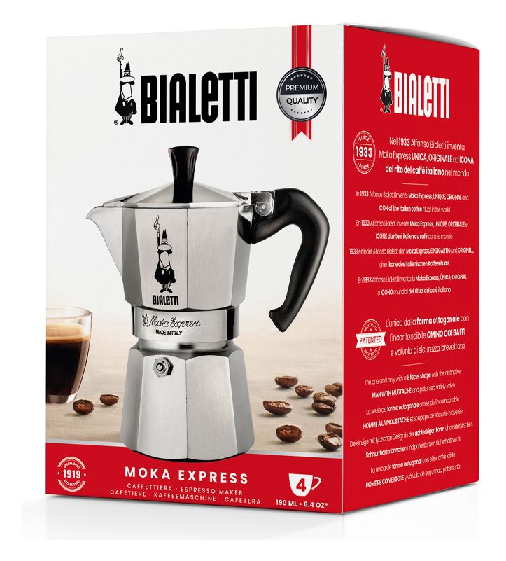 Moka Express Espressokocher 4 Tassen Filterkaffeemaschine  (Aluminium) 